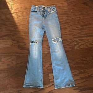 Levi's Light Blue Distressed Flare Jeans